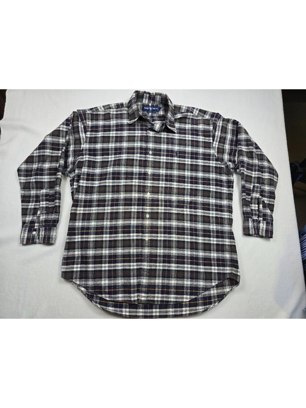 Ralph Lauren Mens Long Sleeve Plaid Button-Down Shirt L 100% Cotton Old Money